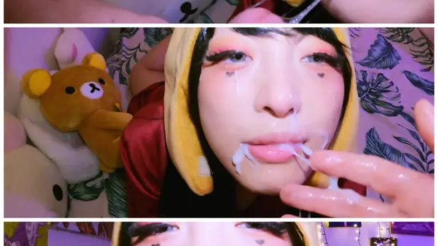 [SM調教]母狗顏射吞精滿臉幸福